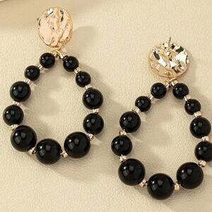 Beaded Teardrop Earrings Black